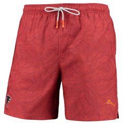 Atlanta Falcons Naples Layered Leaves Swim Trunks - Red - Tommy Bahama