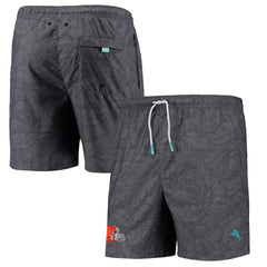 Cleveland Browns Naples Layered Leaves Swim Trunks - Black - Tommy Bahama