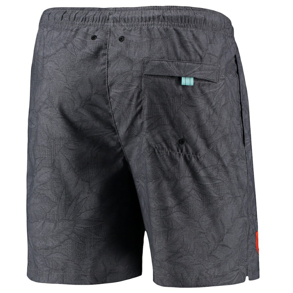 Cleveland Browns Naples Layered Leaves Swim Trunks - Black - Tommy Bahama
