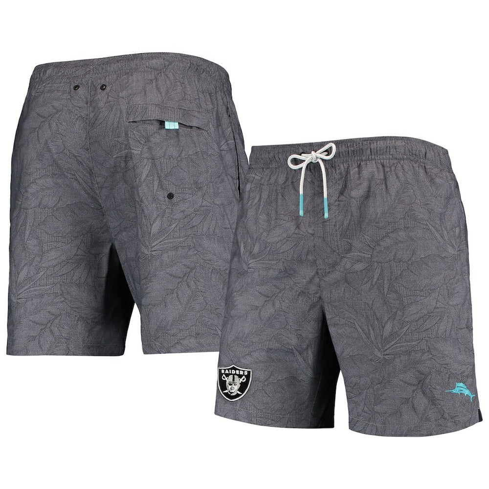 Las Vegas Raiders Naples Layered Leaves Swim Trunks - Black - Tommy Bahama