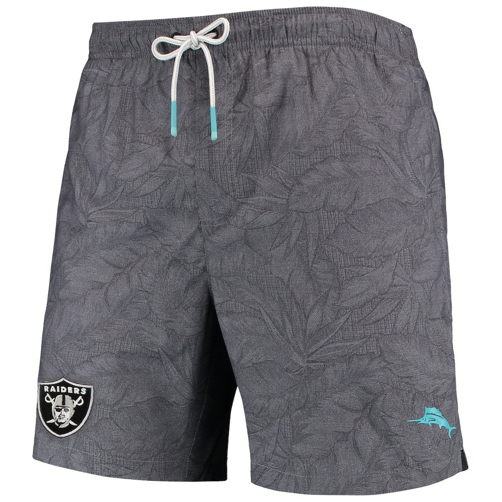 Las Vegas Raiders Naples Layered Leaves Swim Trunks - Black - Tommy Bahama