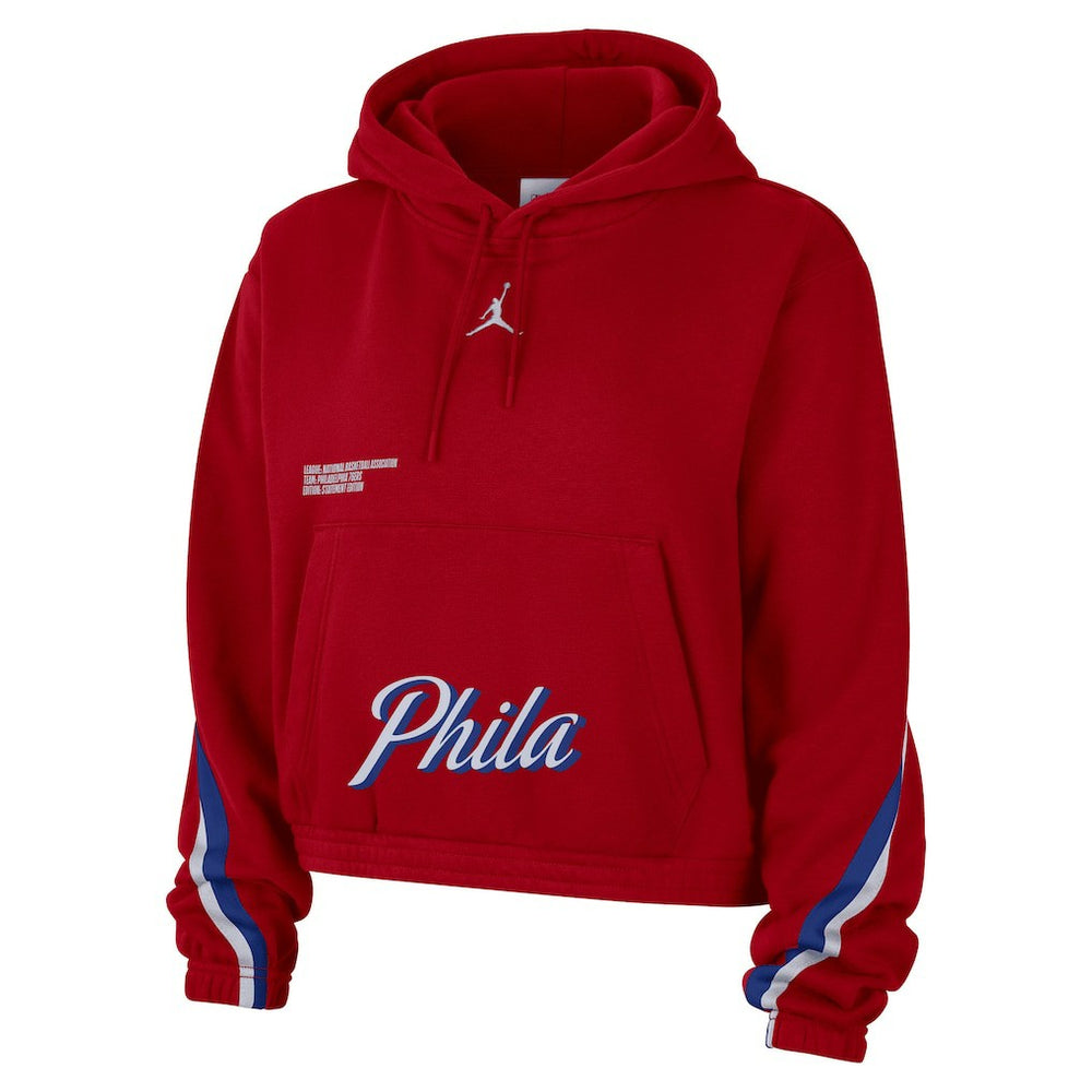 Philadelphia 76ers Jordan Brand Women's Courtside Statement Edition Pullover Hoodie Red