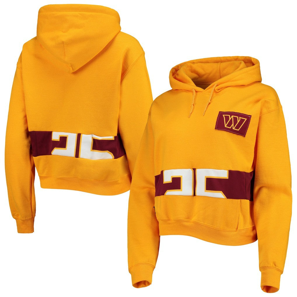 Washington Commanders Refried Apparel Women's Cropped Pullover Hoodie - Gold - NFL