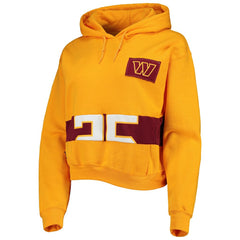 Washington Commanders Refried Apparel Women's Cropped Pullover Hoodie - Gold - NFL