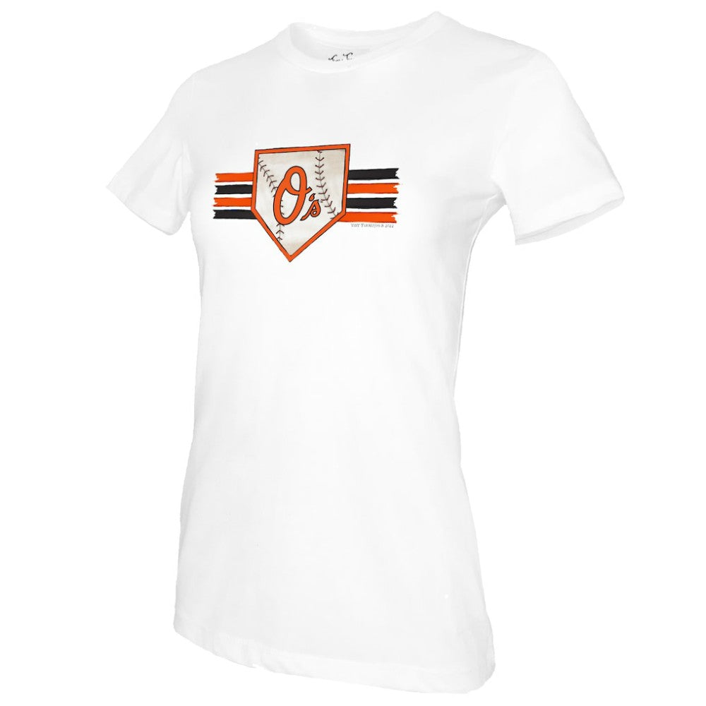 Baltimore Orioles Tiny Turnip Women's Base Stripe T-Shirt Online