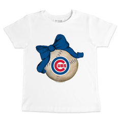 Chicago Cubs Tiny Turnip Youth Baseball Bow T-Shirt Discount
