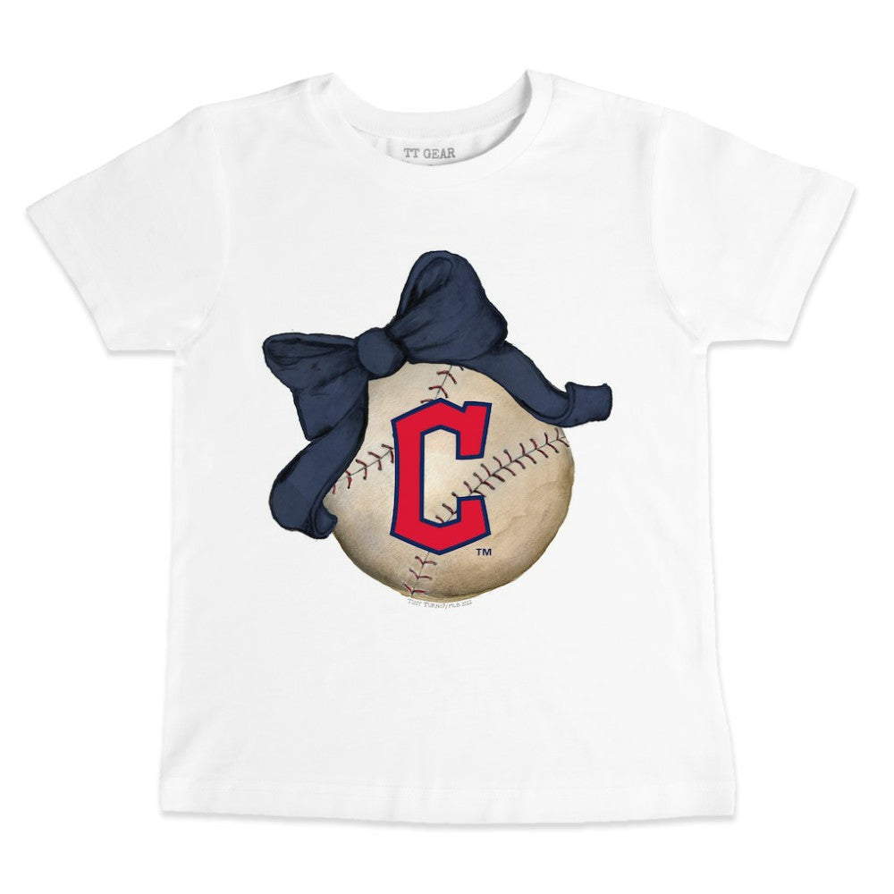 Cleveland Guardians Tiny Turnip Youth Baseball Bow T-Shirt Outlet
