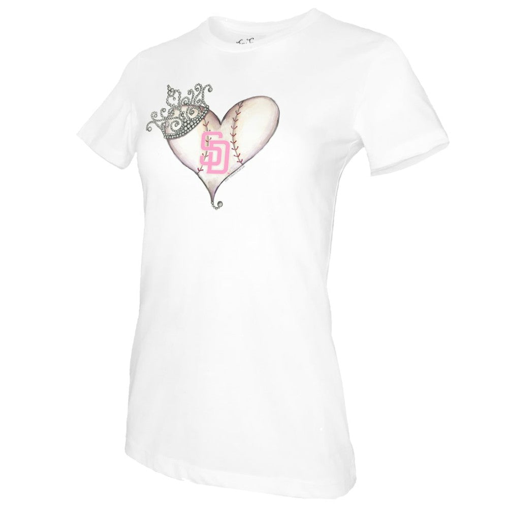 San Diego Padres Tiny Turnip Women's Baseball Tiara Heart T-Shirt Near Me
