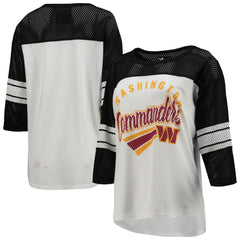 Washington Commanders G-III 4Her by Carl Banks Women's First Team 3/4-Sleeve Mesh T-Shirt - White/Black - NFL