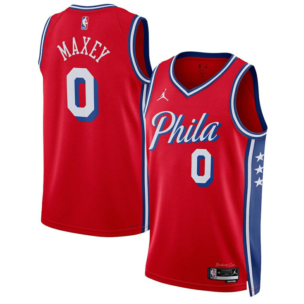 Tyrese Maxey Philadelphia 76ers Jordan Brand Unisex Swingman Jersey Statement Edition Red