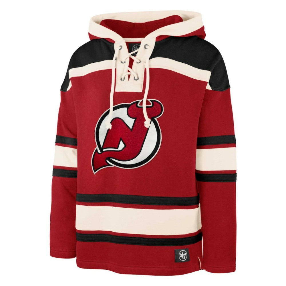 Jack Hughes New Jersey Devils '47 Player Lacer Pullover Hoodie - Red | 47 brand on sale