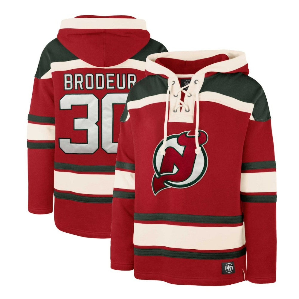 Martin Brodeur New Jersey Devils '47 Retired Player Name & Number Lacer Pullover Hoodie - Red | 47 brand sale