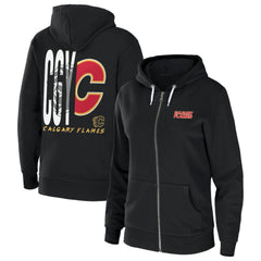 Calgary Flames WEAR by Erin Andrews Women's Sponge Fleece Full-Zip Hoodie - Black | NHL discount