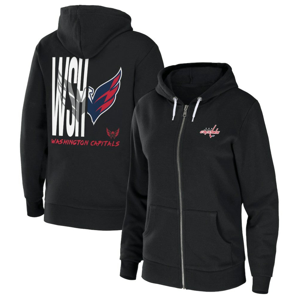Washington Capitals WEAR by Erin Andrews Women's Sponge Fleece Full-Zip Hoodie - Black | NHL Clearance