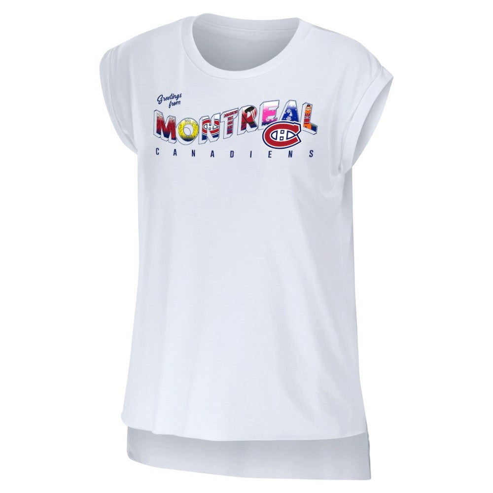 Montreal Canadiens WEAR by Erin Andrews Women's Greetings From Muscle T-Shirt - White | NHL on sale