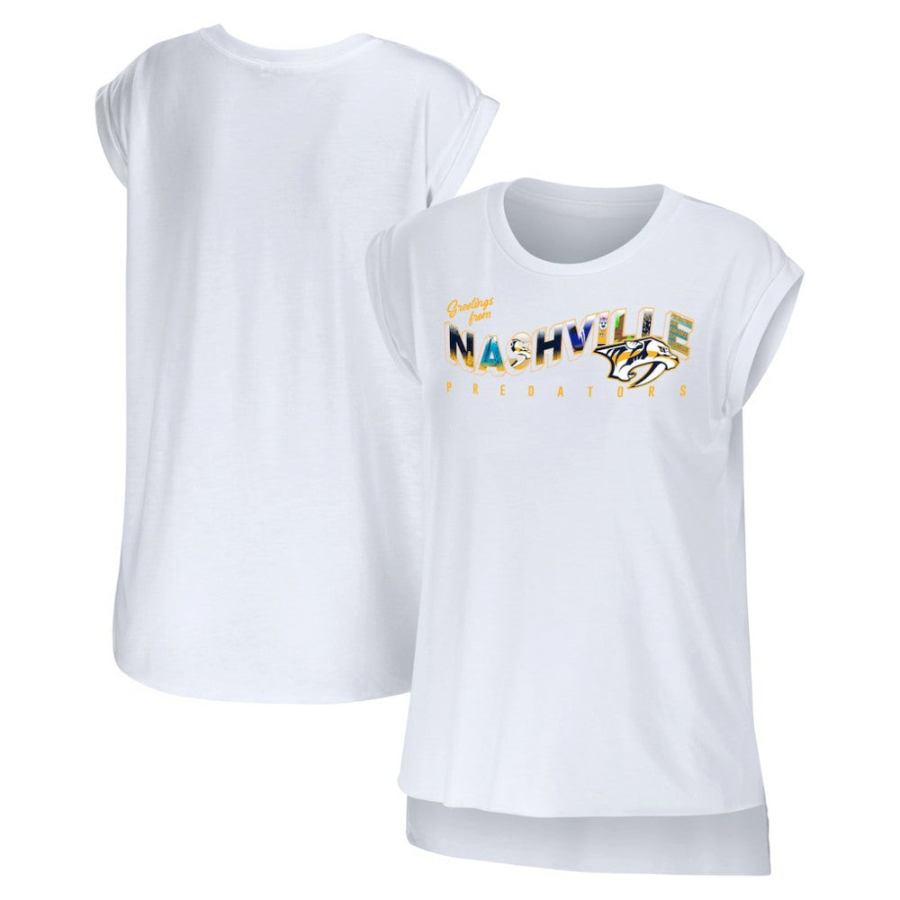 Nashville Predators WEAR by Erin Andrews Women's Greetings From Muscle T-Shirt - White | NHL discount