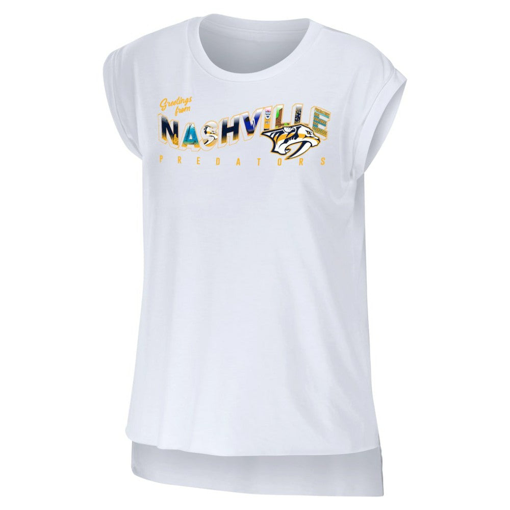 Nashville Predators WEAR by Erin Andrews Women's Greetings From Muscle T-Shirt - White | NHL discount