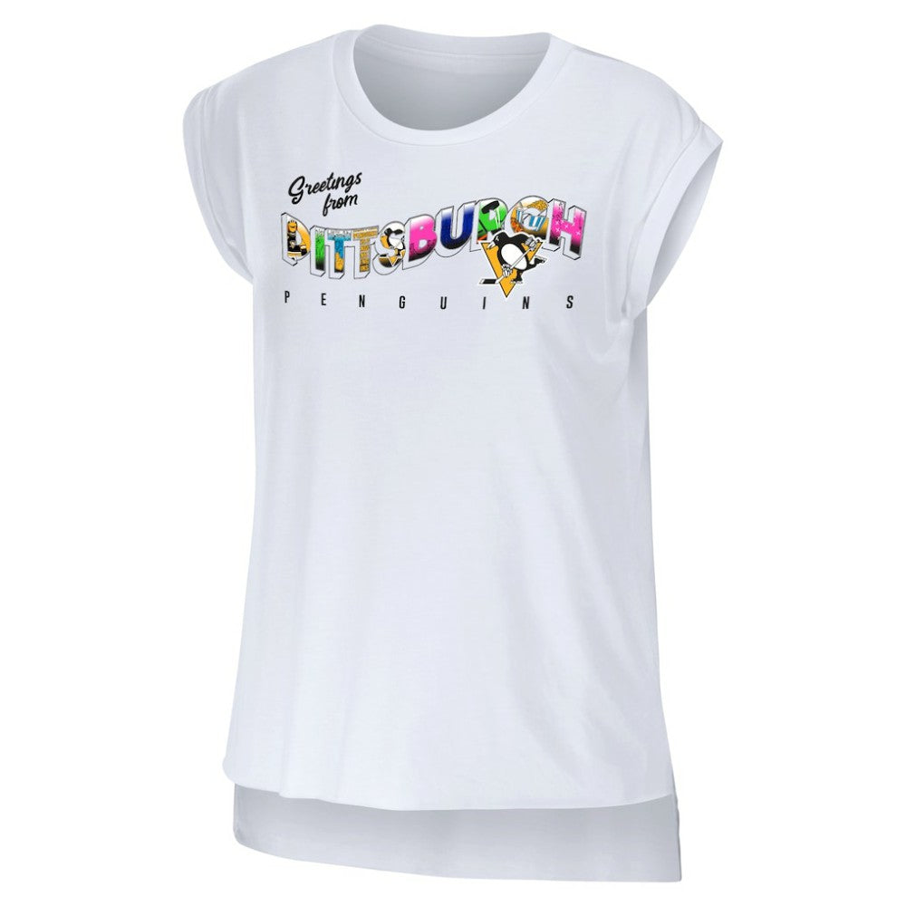 Pittsburgh Penguins WEAR by Erin Andrews Women's Greetings From Muscle T-Shirt - White | NHL sale