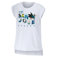 San Jose Sharks WEAR by Erin Andrews Women's Greetings From Muscle T-Shirt - White | NHL Lifestyle