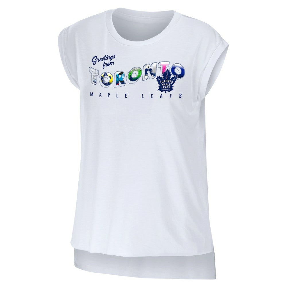 Toronto Maple Leafs WEAR by Erin Andrews Women's Greetings From Muscle T-Shirt - White | NHL online