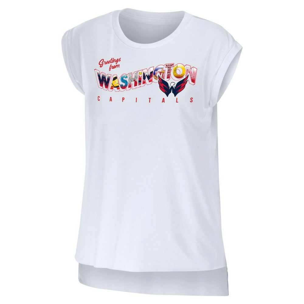 Washington Capitals WEAR by Erin Andrews Women's Greetings From Muscle T-Shirt - White | NHL online