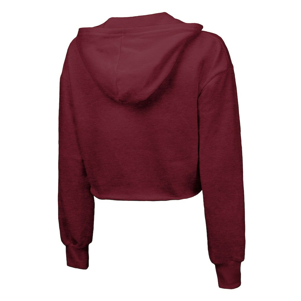 Washington Commanders Majestic Threads Women's Bling Tri-Blend Cropped Pullover Hoodie - Burgundy - NFL