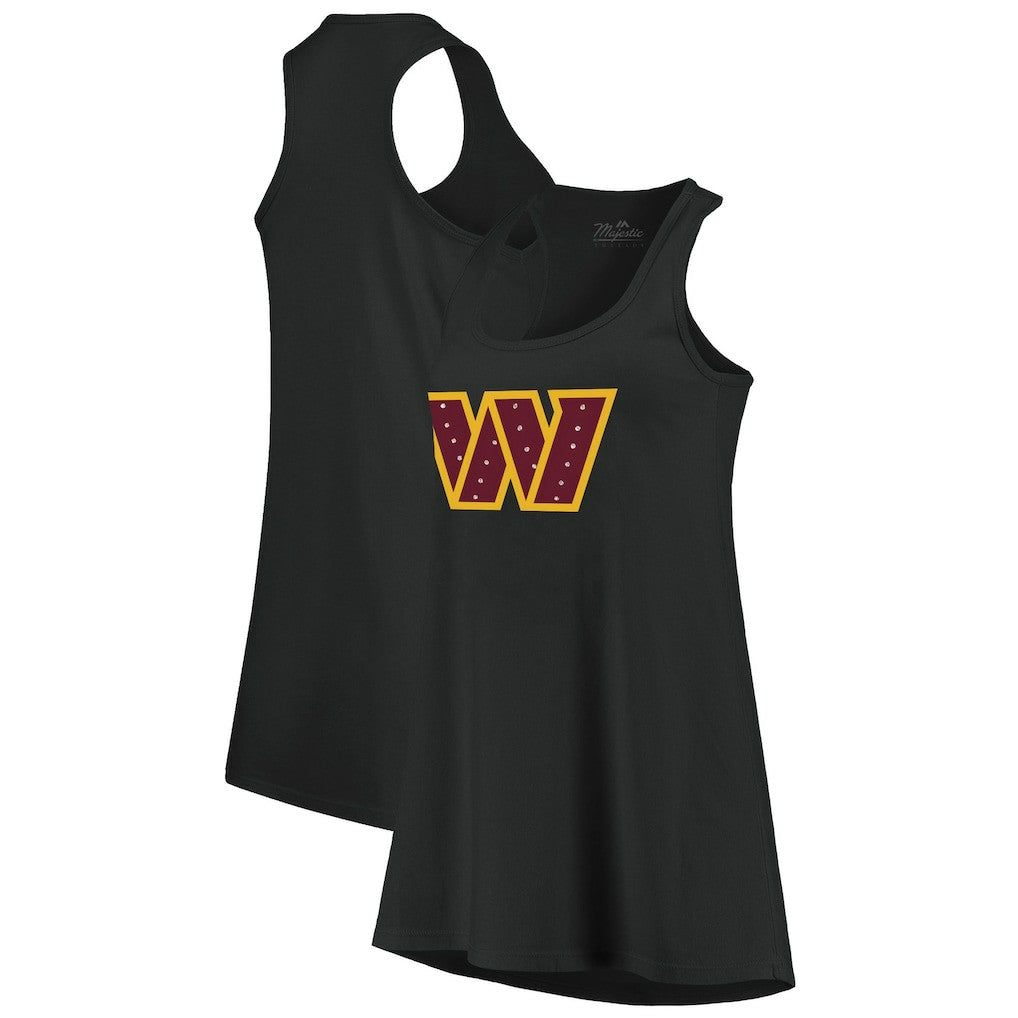 Washington Commanders Majestic Threads Women's Bling Scoop Neck Racerback Tank Top - Black - NFL