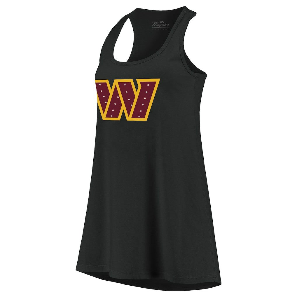 Washington Commanders Majestic Threads Women's Bling Scoop Neck Racerback Tank Top - Black - NFL
