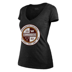 Washington Commanders Majestic Threads Women's Bling Tri-Blend V-Neck T-Shirt - Heathered Black - NFL