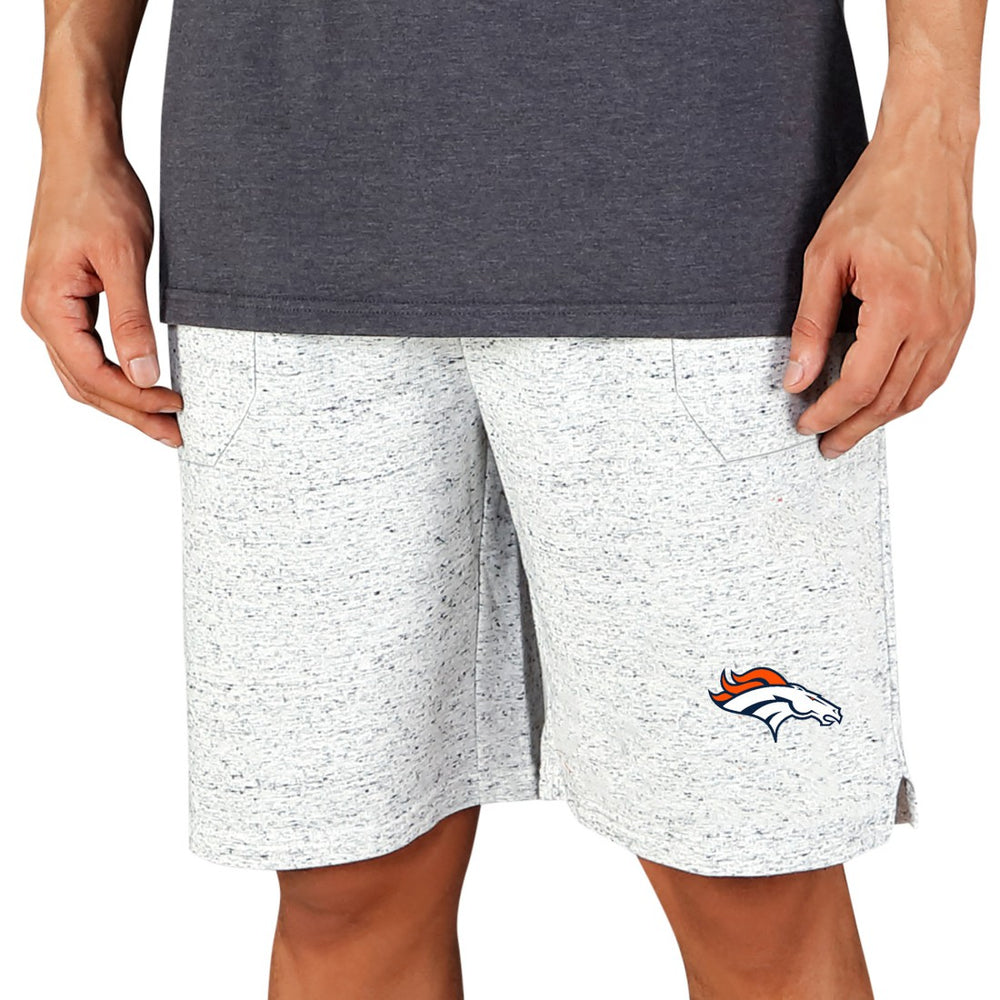 Denver Broncos Concepts Sport Throttle Knit Jam Shorts - White/Charcoal - NFL