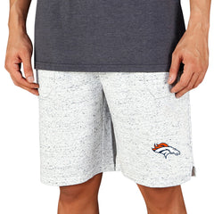 Denver Broncos Concepts Sport Throttle Knit Jam Shorts - White/Charcoal - NFL