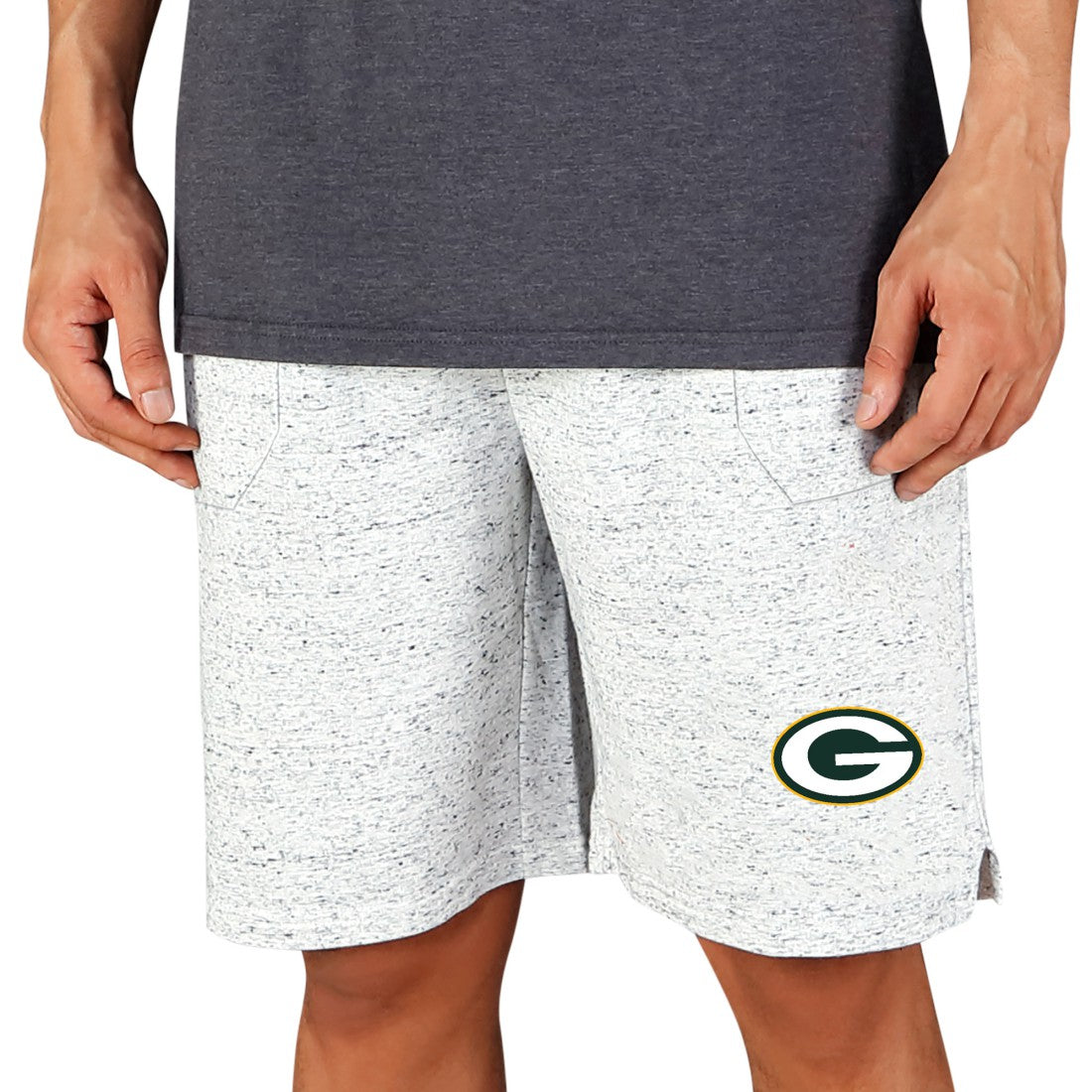 Green Bay Packers Concepts Sport Throttle Knit Jam Shorts - White/Charcoal - NFL