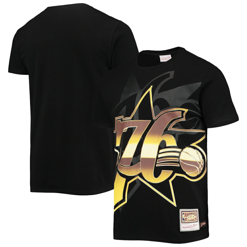 Mitchell & Ness Philadelphia 76ers Big & Tall Hardwood Classics Big Face 4.0 T-Shirt Black