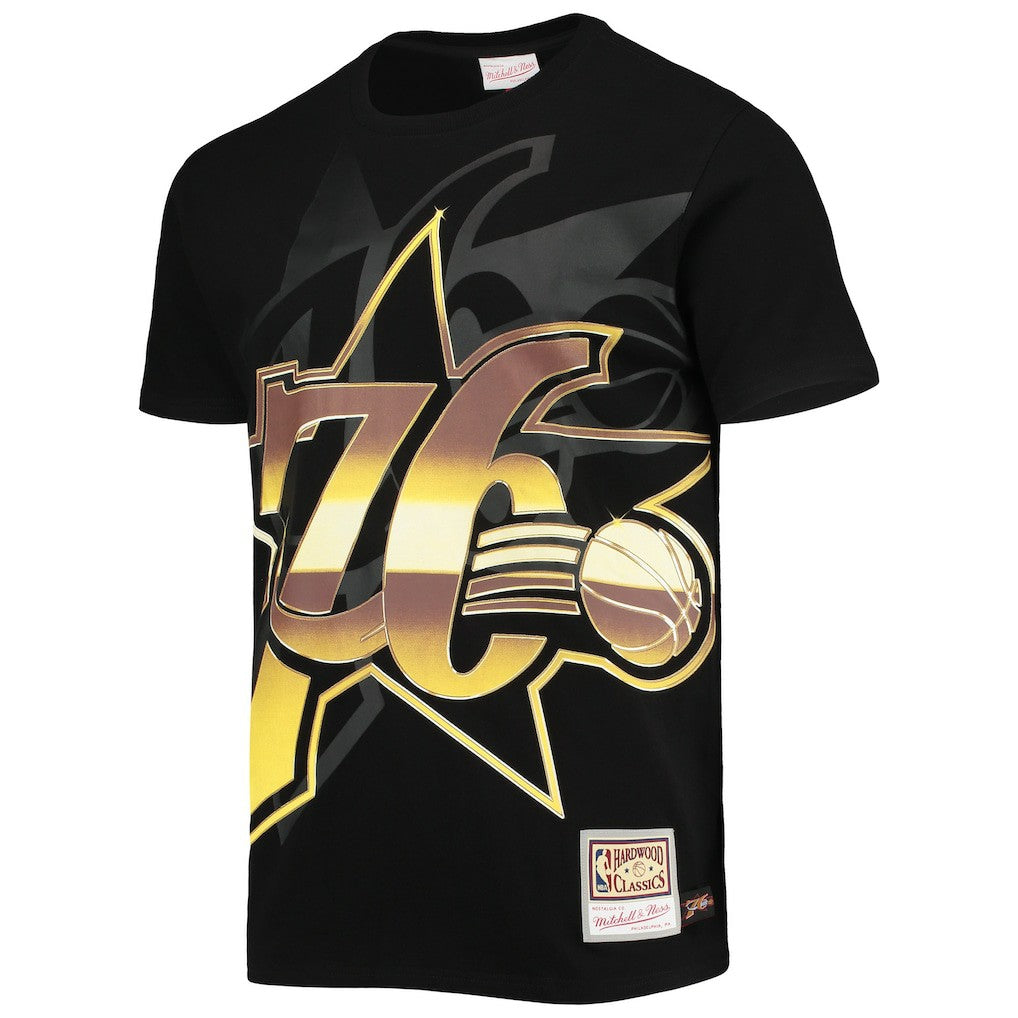 Mitchell & Ness Philadelphia 76ers Big & Tall Hardwood Classics Big Face 4.0 T-Shirt Black