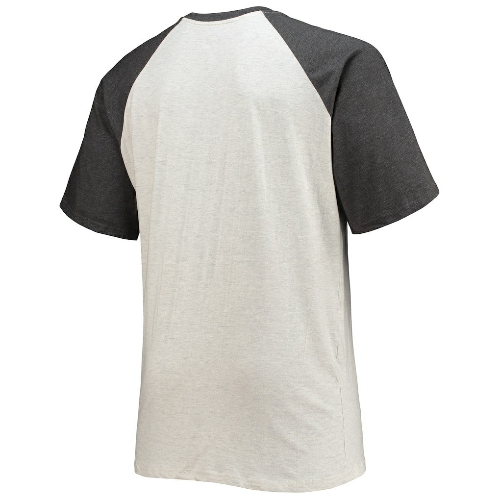 Washington Commanders Big & Tall Wordmark Raglan T-Shirt - Oatmeal/Heathered Charcoal - Fanatics