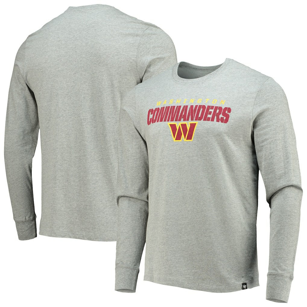 Washington Commanders '47 Traction Super Rival Long Sleeve T-Shirt - Heathered Gray - 47 brand