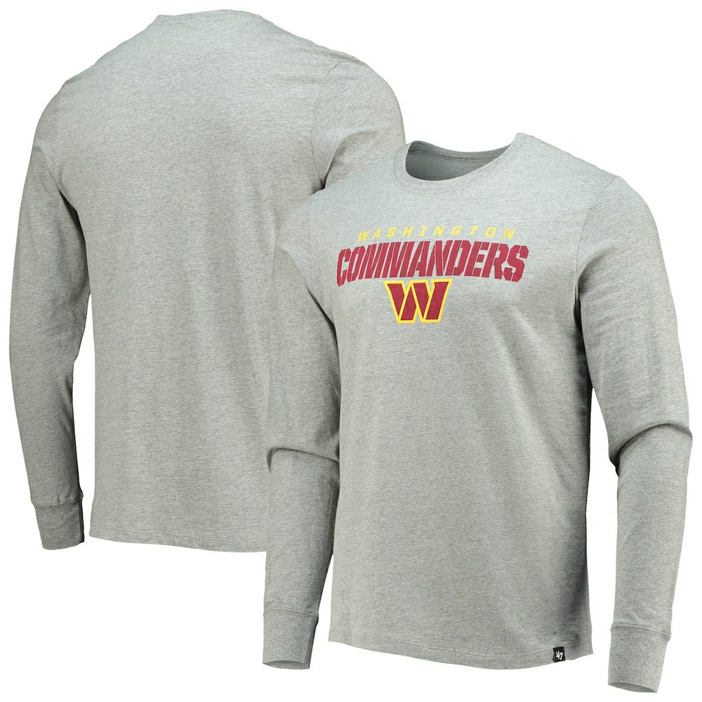 Washington Commanders '47 Traction Super Rival Long Sleeve T-Shirt - Heathered Gray - 47 brand