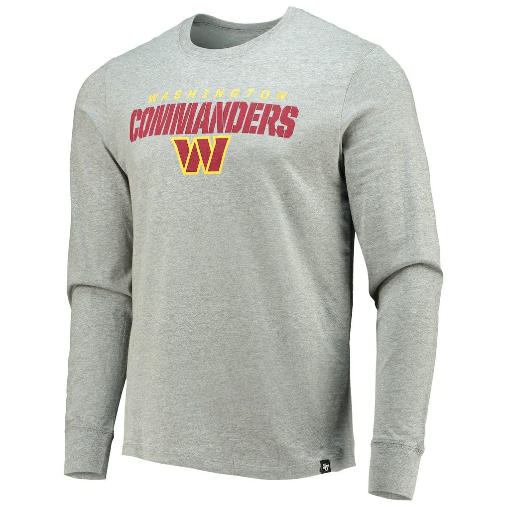 Washington Commanders '47 Traction Super Rival Long Sleeve T-Shirt - Heathered Gray - 47 brand