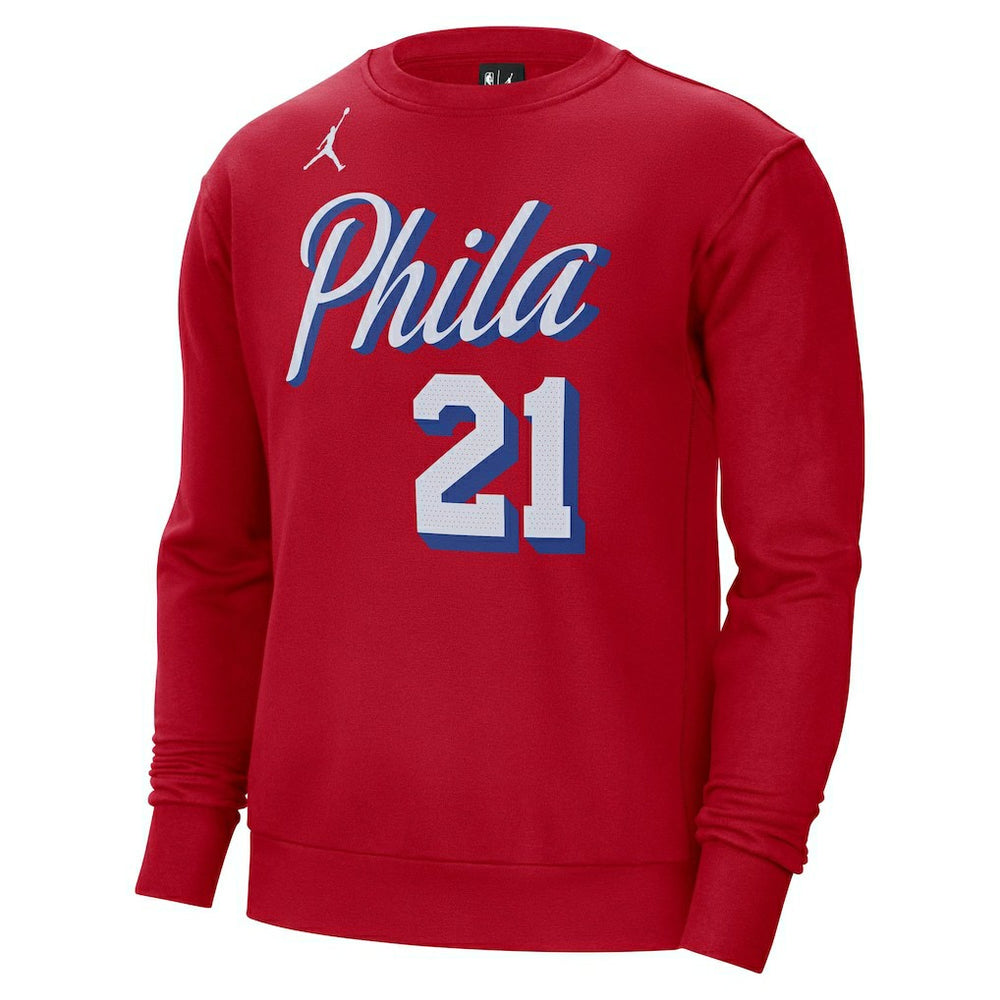 Joel Embiid Philadelphia 76ers Jordan Brand Statement Name & Number Pullover Sweatshirt Red