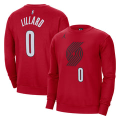 Damian Lillard Portland Trail Blazers Jordan Brand Statement Name & Number Pullover Sweatshirt Red