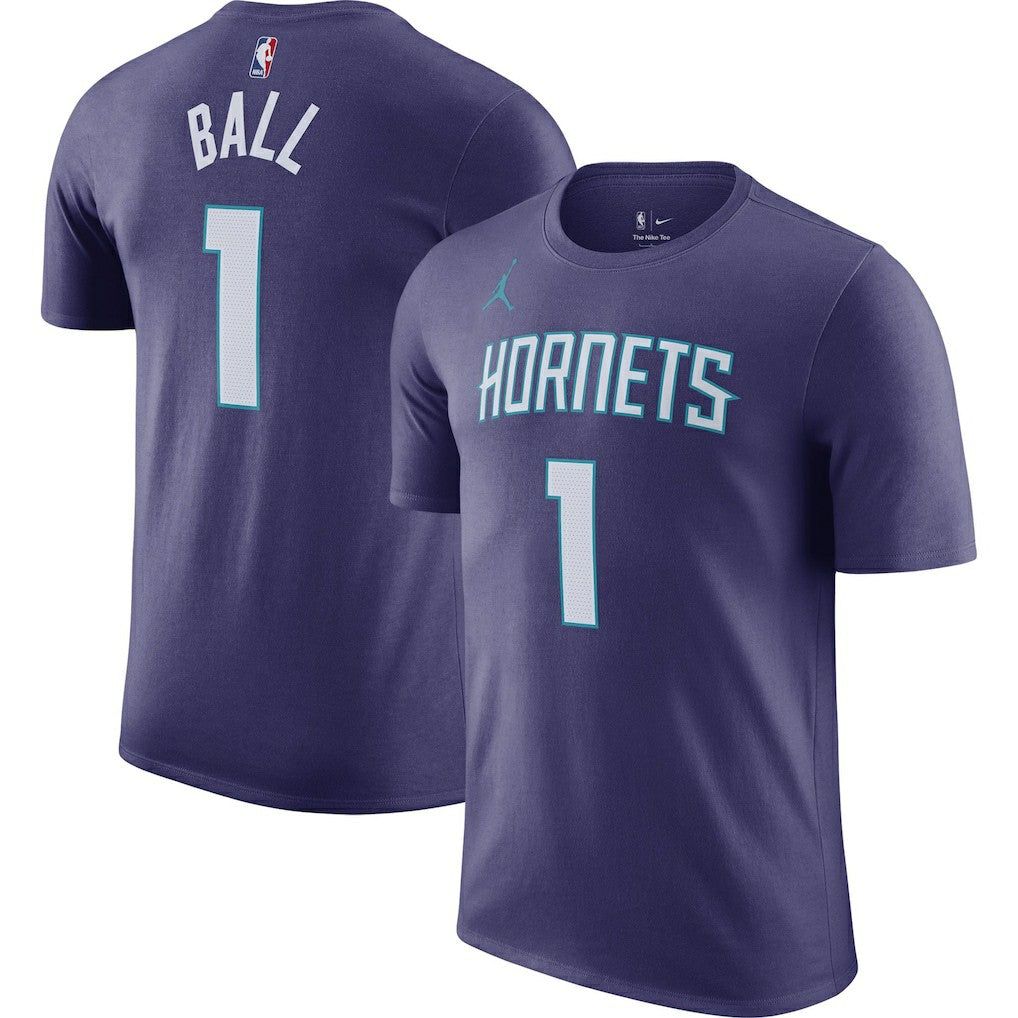 LaMelo Ball Charlotte Hornets Jordan Brand 2022/23 Statement Edition Name & Number T-Shirt Purple