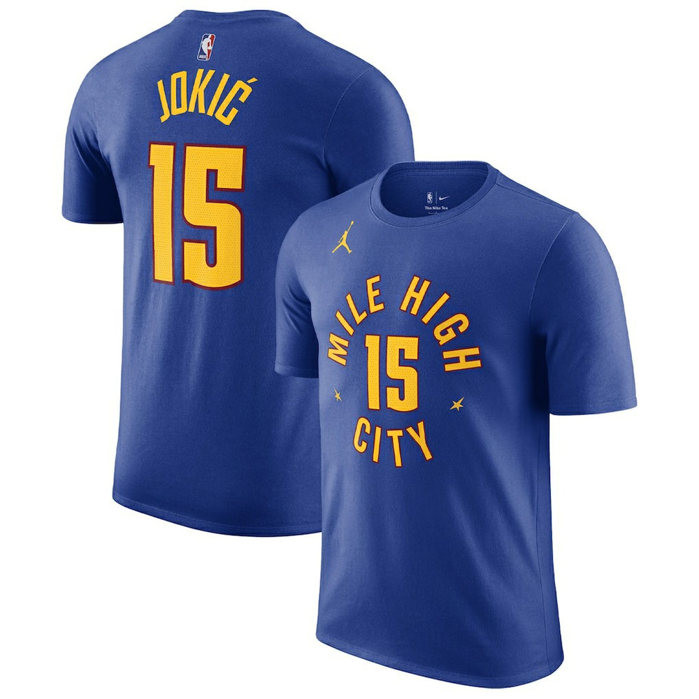 Nikola Jokic Denver Nuggets Jordan Brand 2022/23 Statement Edition Name & Number T-Shirt Blue
