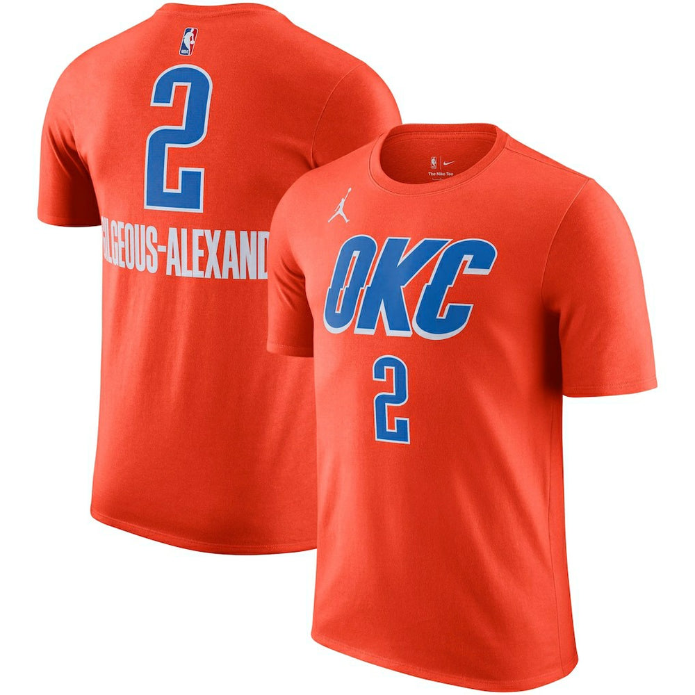 Shai Gilgeous-Alexander Oklahoma City Thunder Jordan Brand 2022/23 Statement Edition Name & Number T-Shirt Orange