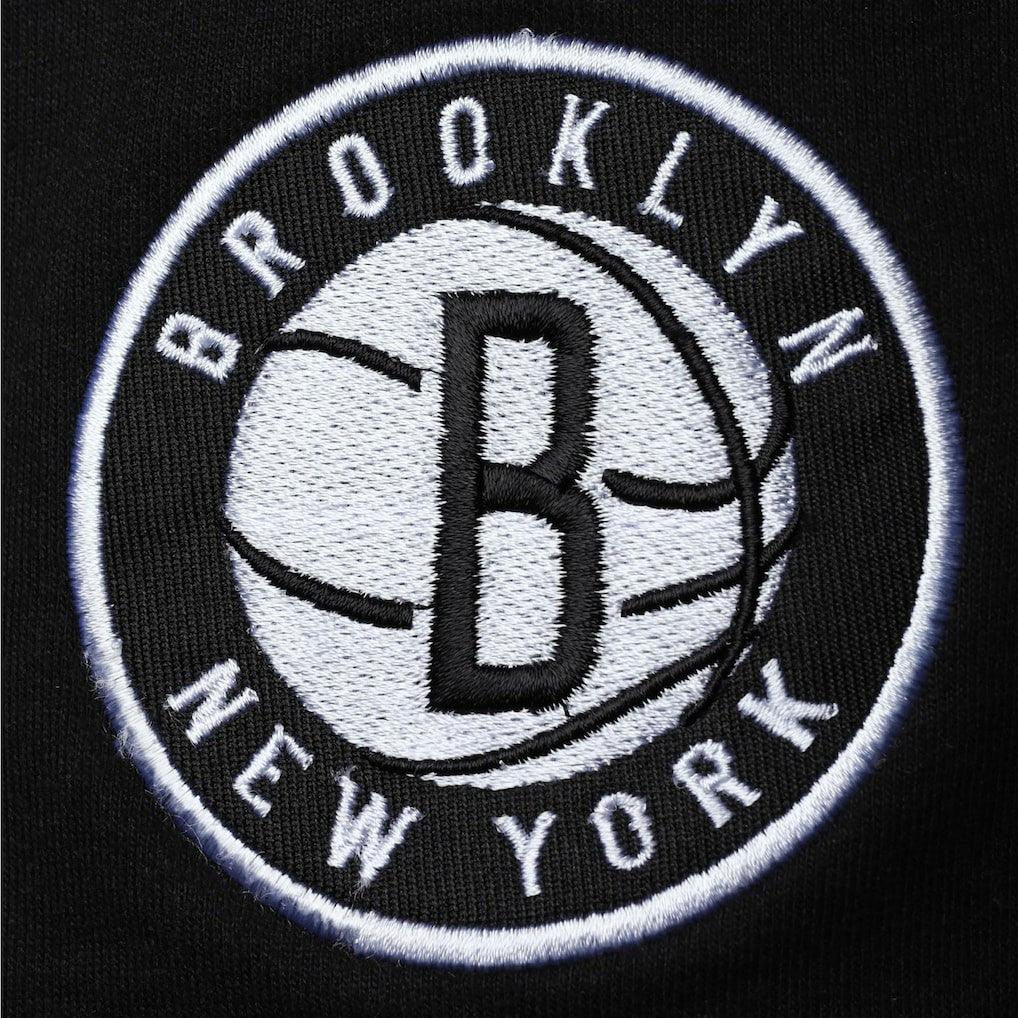 Brooklyn Nets Big & Tall Contrast Stitch Knit Shorts Black/White