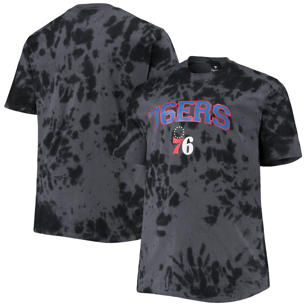 Philadelphia 76ers Big & Tall Marble Dye Tonal Performance T-Shirt Black