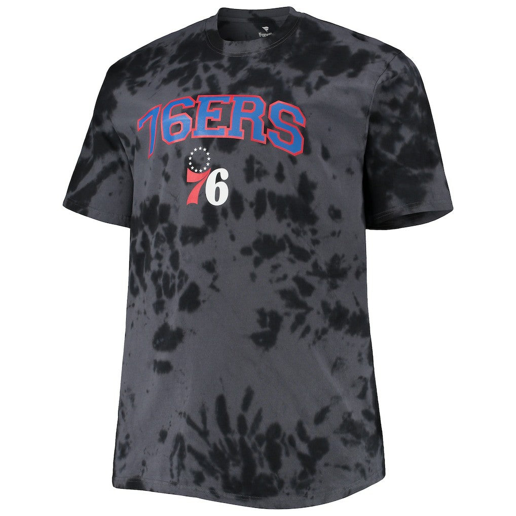 Philadelphia 76ers Big & Tall Marble Dye Tonal Performance T-Shirt Black
