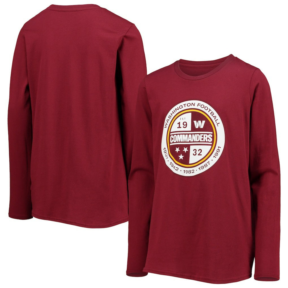 Washington Commanders Youth Secondary Logo Long Sleeve T-Shirt - Burgundy - NFL