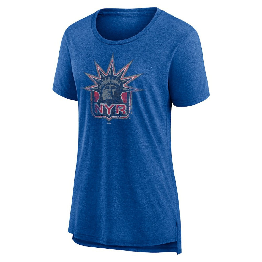 New York Rangers Women's Slow Whistle Tri-Blend T-Shirt - Blue | NHL near me