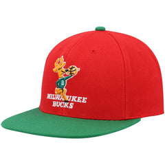 Mitchell & Ness Milwaukee Bucks Hardwood Classics Snapback Hat Red/Green