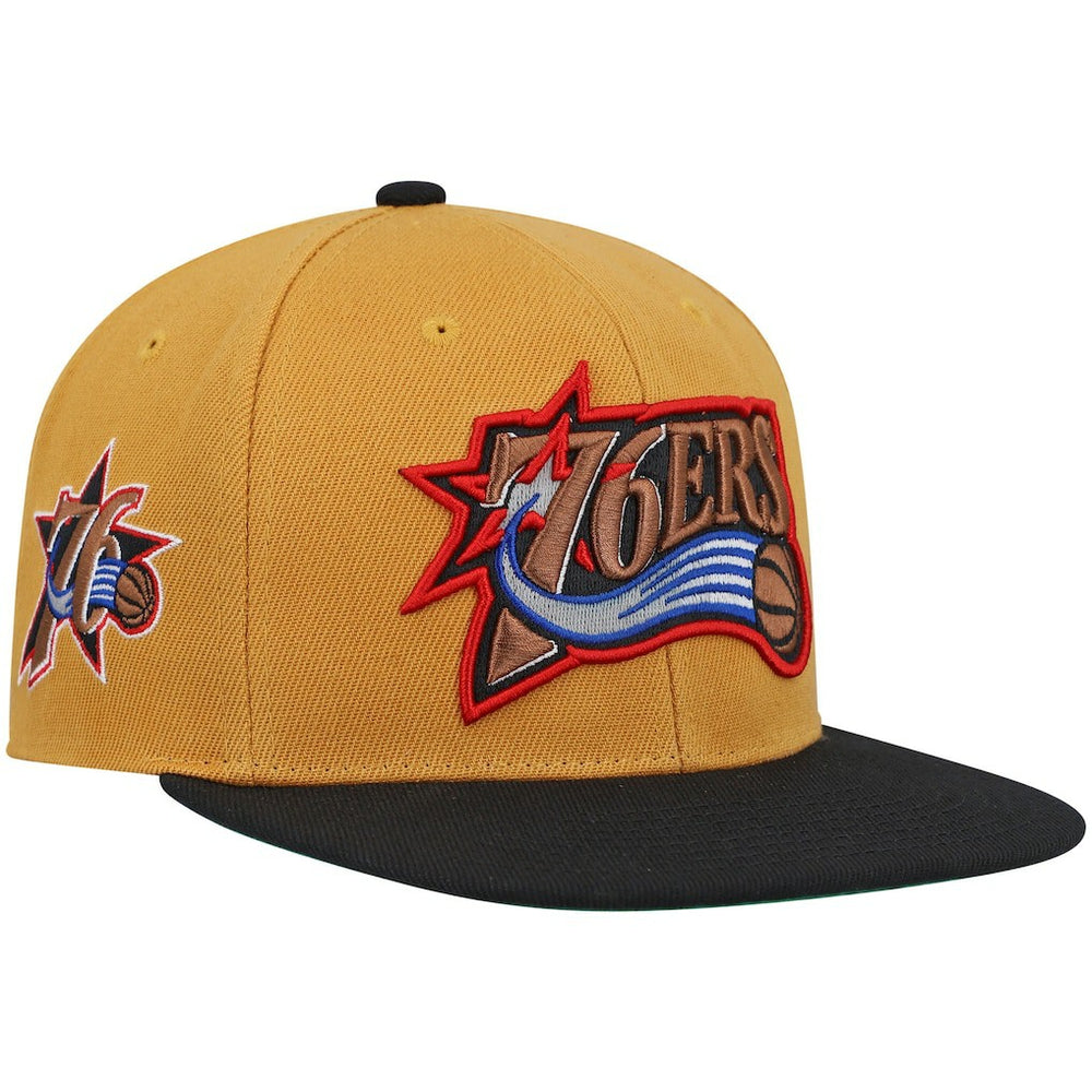 Mitchell & Ness Philadelphia 76ers Hardwood Classics Snapback Hat Gold/Black
